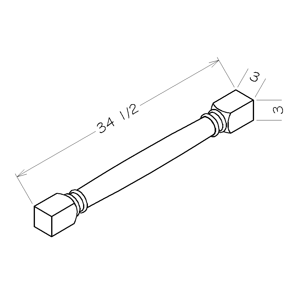 Haven Ember 3"W x 34 1/2"H Classic Decorative Leg