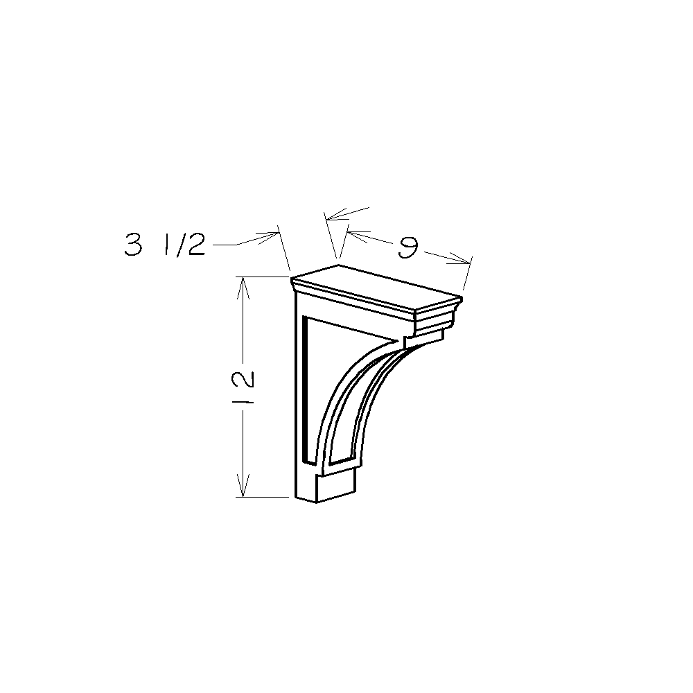 Black Shaker 3 1/2"W x 12"H Modern Corbel