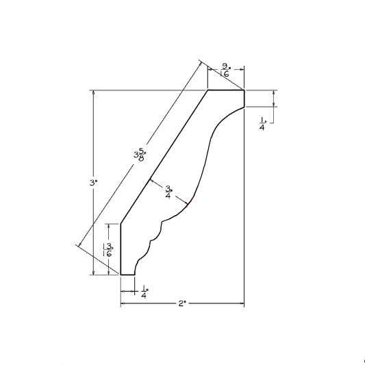 White Shaker 3"H Decorative Crown Moulding