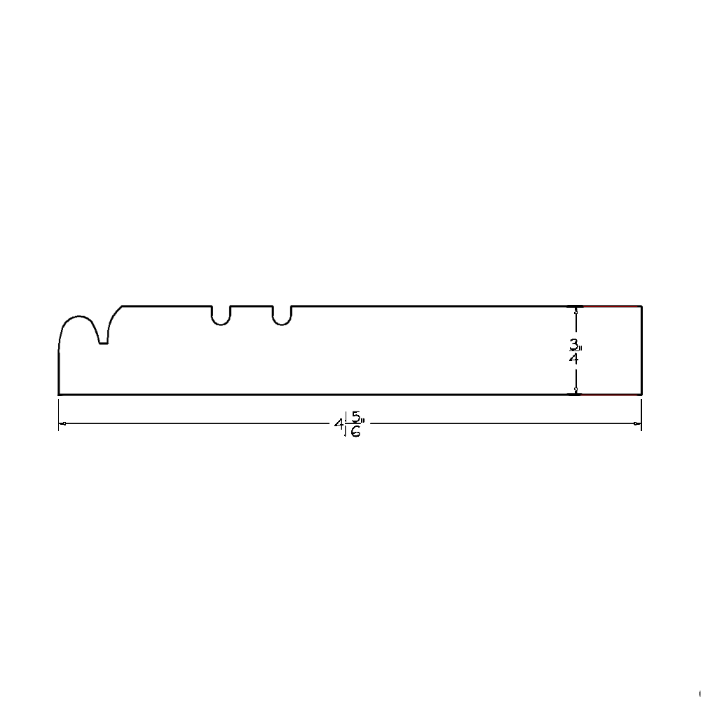 Black Shaker 3/4"D x 4 15/16"H x 96"W Furniture Base Moulding