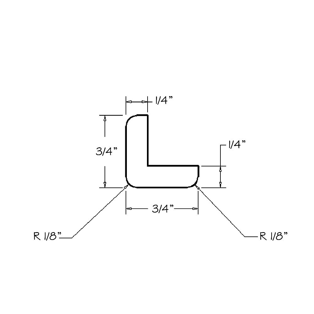 Cinder Shaker 96"W x 3/4"H x 1/4"D Outside Corner Moulding