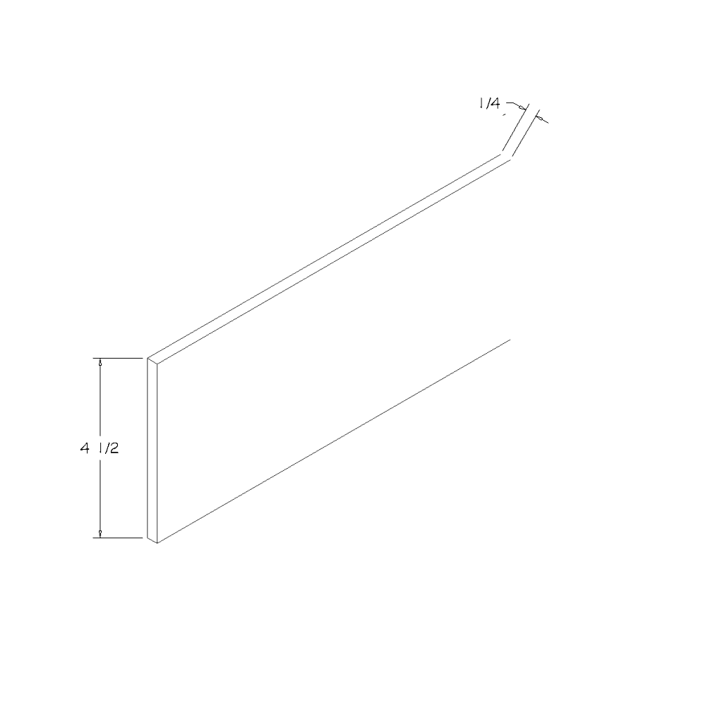 White Slim Shaker 1/4"D x 4 1/2"H x 96"W Toe Kick 8' Plywood