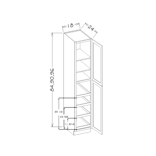 White Shaker 18"W x 84"H Utility Cabinet w/ 4 Rollout Trays