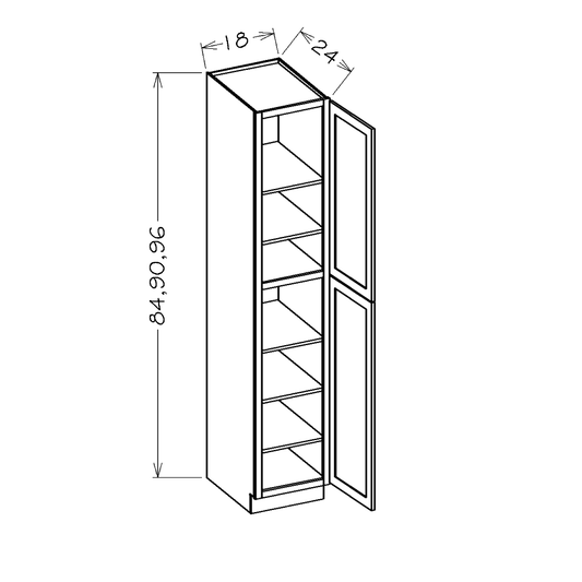 Black Shaker 18"W x 90"H Wall Pantry