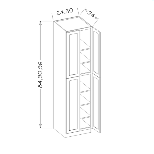 Aria Blue Shaker 30" X 84" Pantry Cabinet