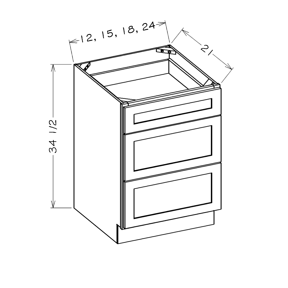 Black Shaker 18" Vanity Drawer Base