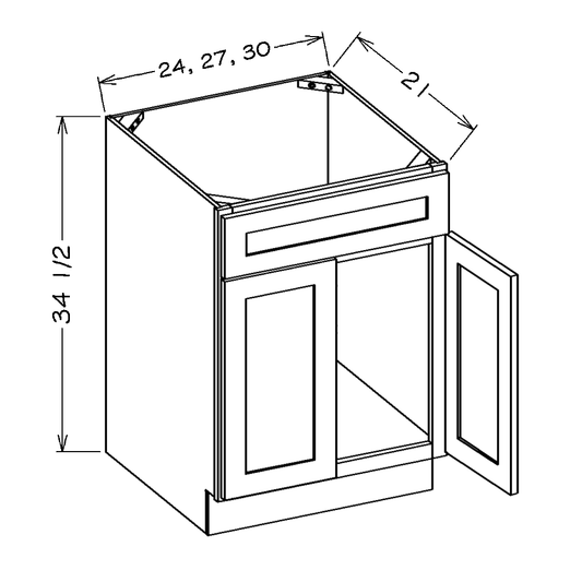 Oxford Toffee 27" Vanity Sink Base Cabinet