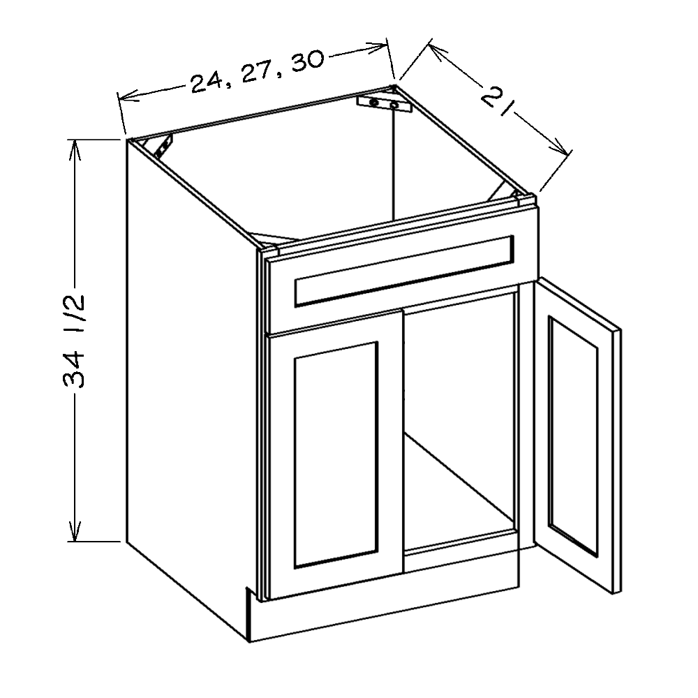 Grey Shaker 27" Vanity Sink Base Cabinet