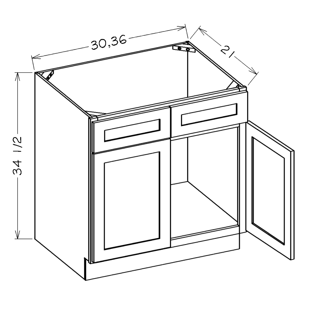 Black Shaker 36" Vanity Sink Base Cabinet