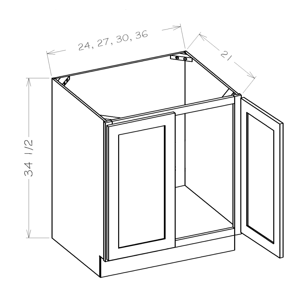 Oxford Mist 36" Full Height Door Vanity Sink Base Cabinet