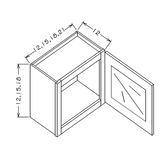 White Shaker 18"W x 12"H Stacker Wall Glass Door Cabinet with Finished Interior