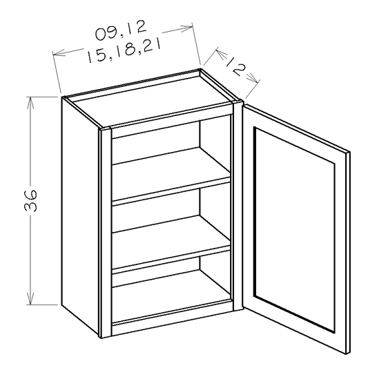 Oxford Mist 15"W x 36"H Wall Cabinet