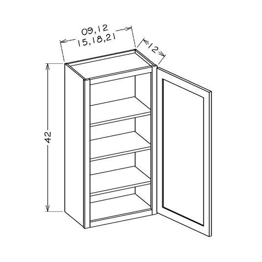 Black Shaker 9"W x 42"H Wall Cabinet