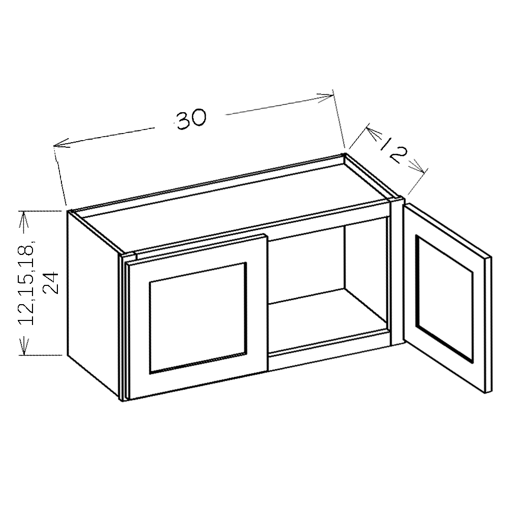 Cinder Shaker 30"W x 24"H Wall Cabinet