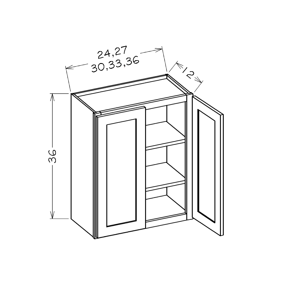 White Slim Shaker 30"W x 36"H Wall Cabinet