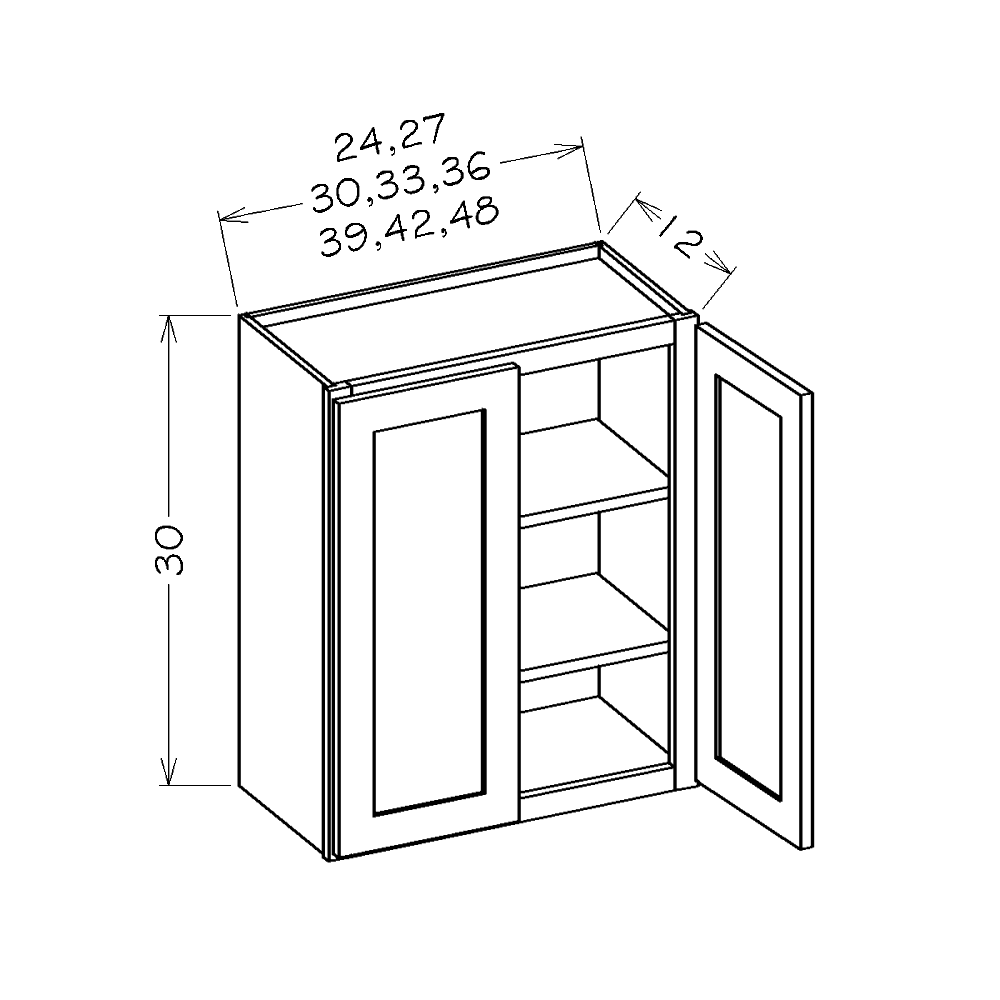 White Slim Shaker 36"W x 30"H Wall Cabinet