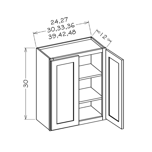 White Slim Shaker 36"W x 30"H Wall Cabinet