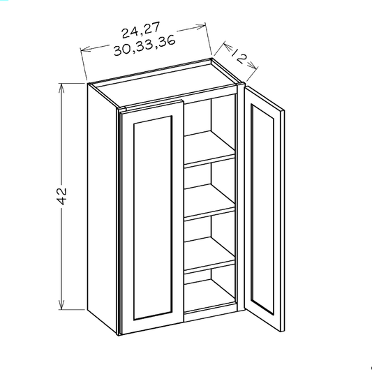 White Slim Shaker 30"W x 42"H Wall Cabinet