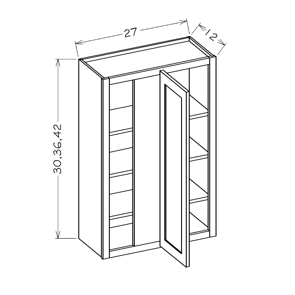 Black Shaker 27"W x 30"H Wall Blind Corner Cabinet