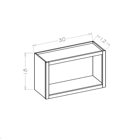White Shaker 30"W x 18"H Wall Open Cabinet