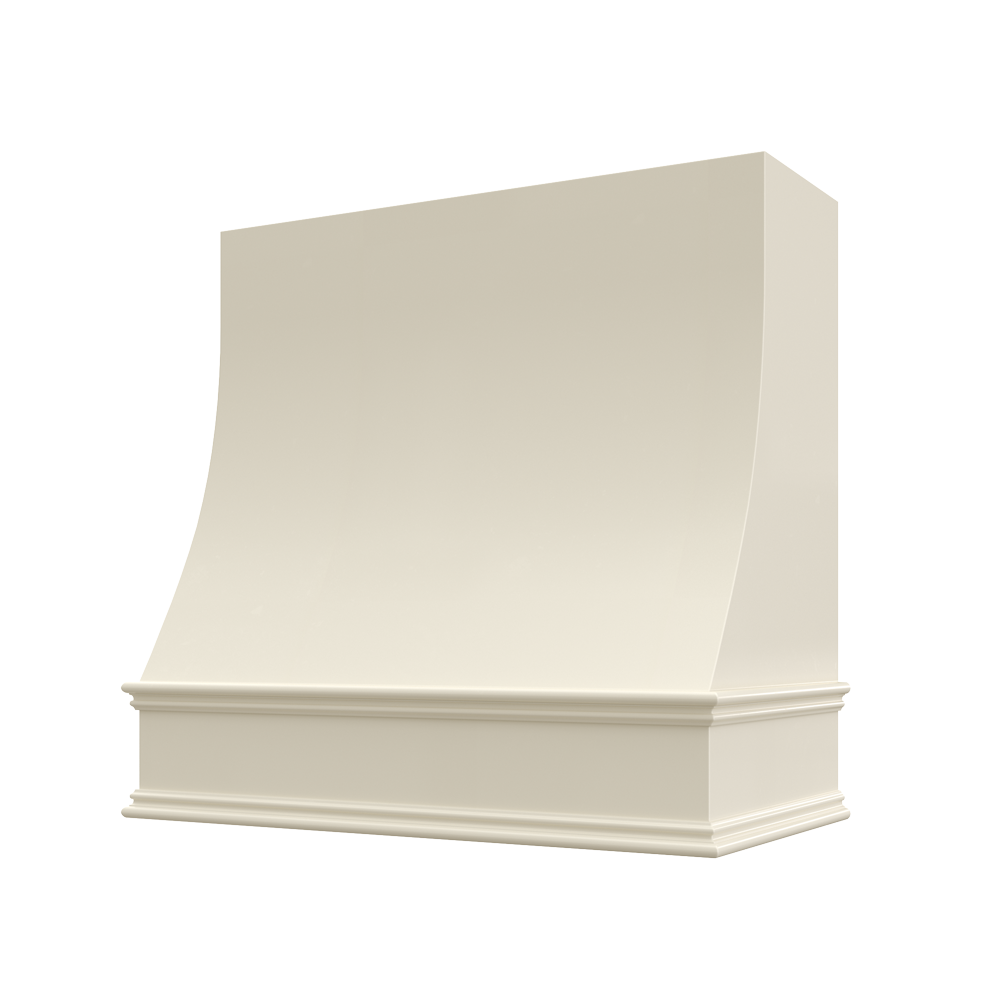 Sloped Wood Range Hood with Classic Moulding