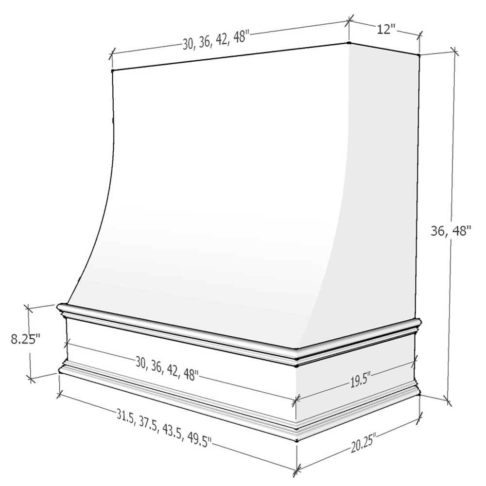 Sloped Wood Range Hood with Classic Moulding