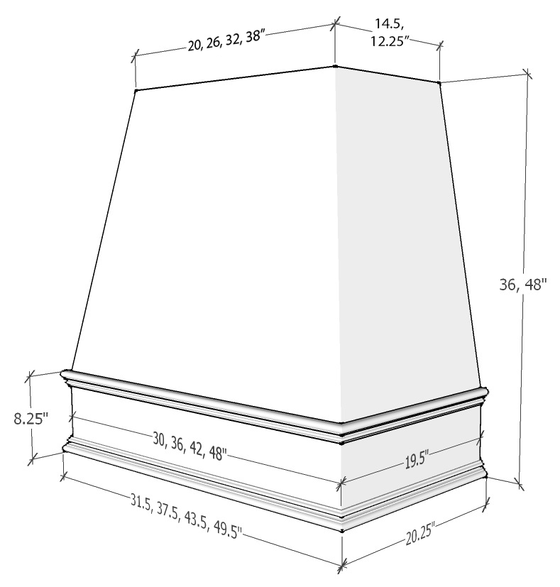 Tapered Wood Range Hood with Classic Moulding