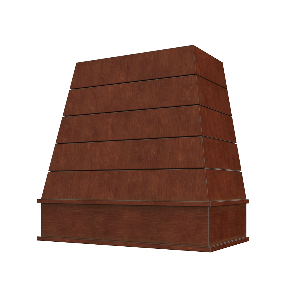 Tapered Wood Range Hood with Shiplap and Block Moulding