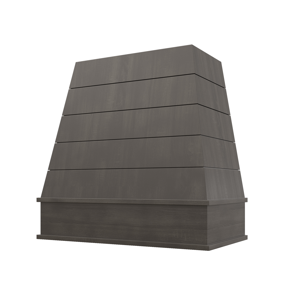 Tapered Wood Range Hood with Shiplap and Block Moulding