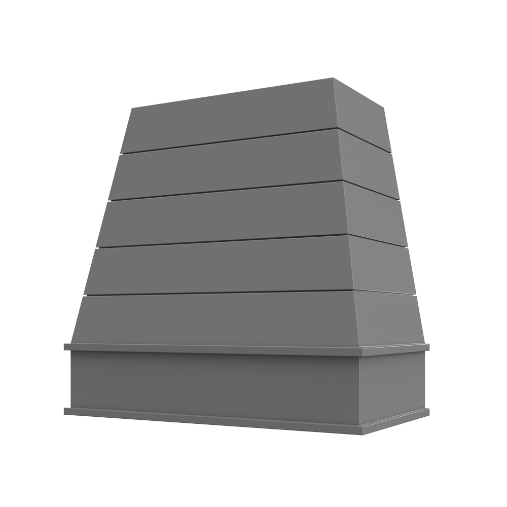 Tapered Wood Range Hood with Shiplap and Block Moulding