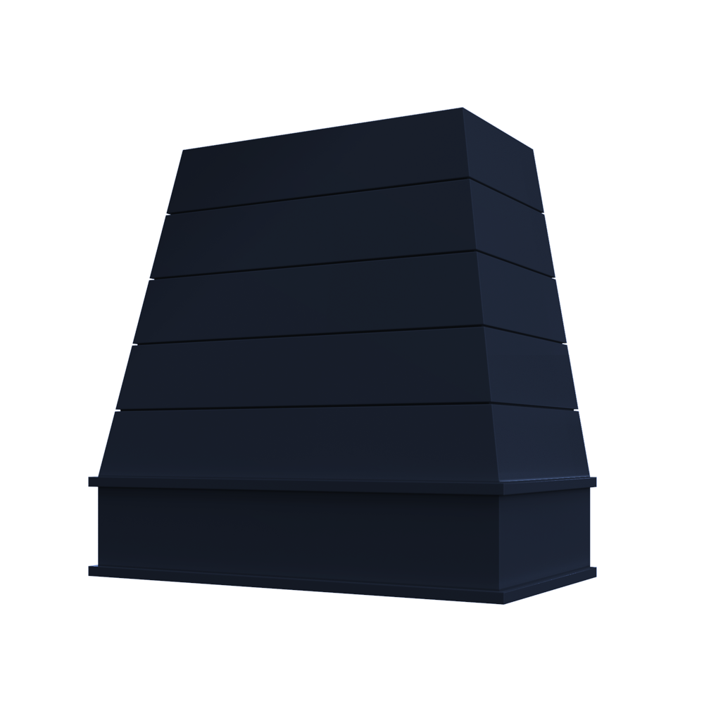 Tapered Wood Range Hood with Shiplap and Block Moulding