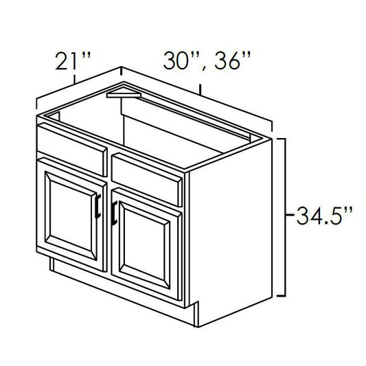 Hickory Shaker 36" Vanity Sink Base Cabinet