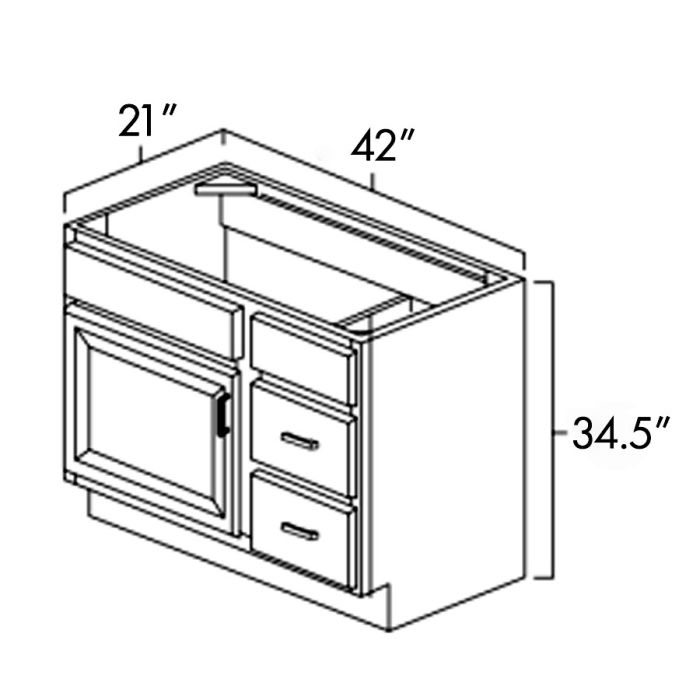 Norris Grey 42" Bathroom Vanity w/ Drawers on the Right