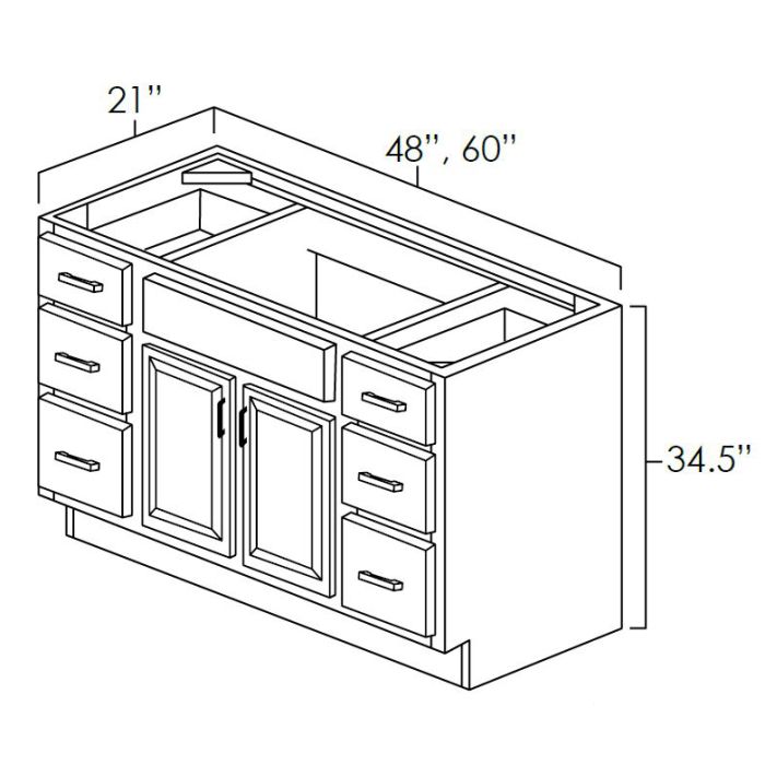 Natural Shaker 48" Bathroom Vanity w/ Drawers for Single Sink
