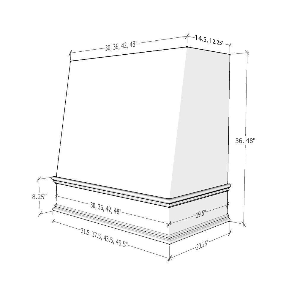 Angled Wood Range Hood with Classic Moulding