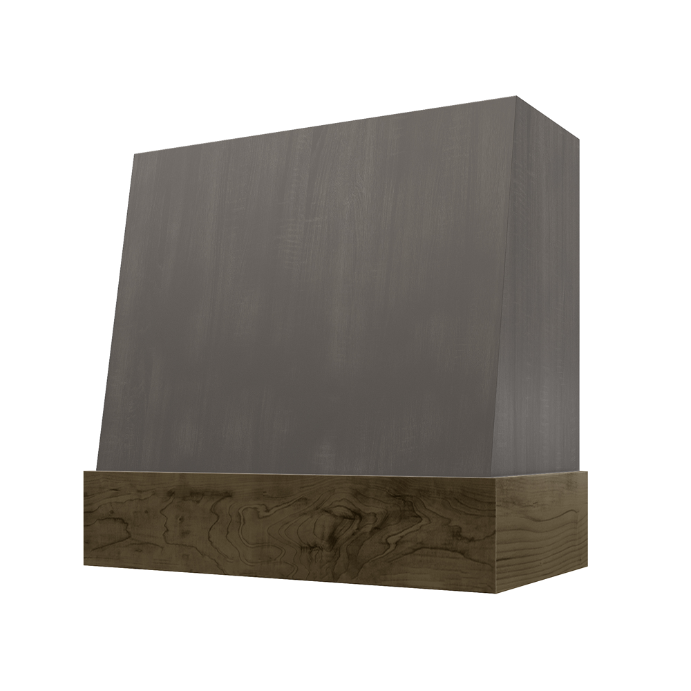Angled Wood Range Hood with Walnut Stained Band