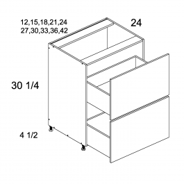 White Wood 30" W Two Drawer Base