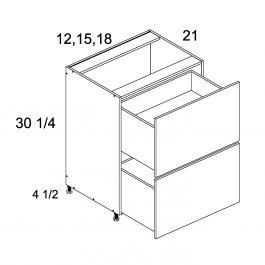 Dark Wood 15" Two Drawer Vanity Base