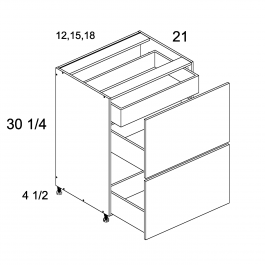 Gloss White 15" Two Drawer w/ One Inner Drawer Vanity Base