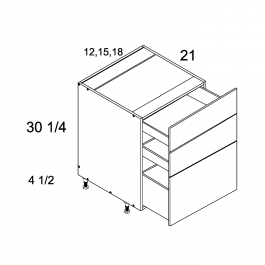 Dark Wood 15" Three Drawer Vanity Base