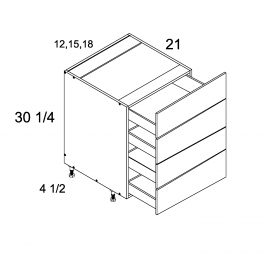 Gloss White 18" Four Drawer Vanity Base