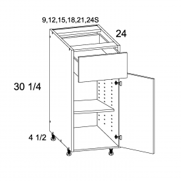 White Wood 15" W One Drawer One Door Base