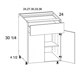 Grey Wood 36" W One Drawer Two Door Base