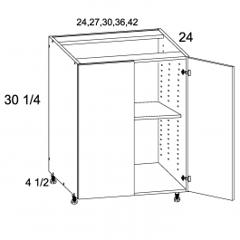 White Wood 30" W Full Height Two Door Base