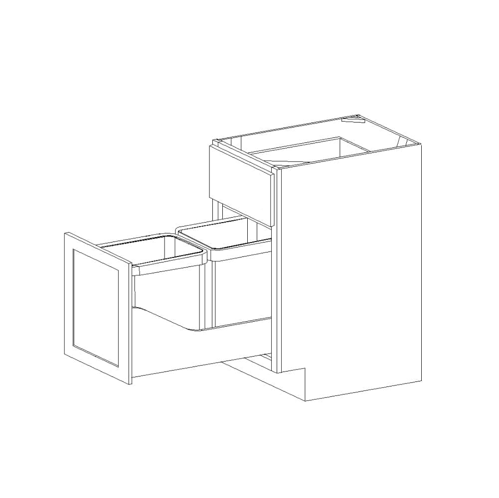 Rustic White Oak Base CabinetsRustic White Oak 18" Base Cabinet w/ Double Trash Can Insert