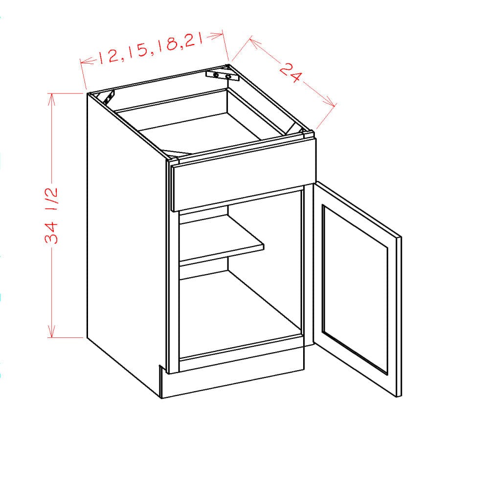 Rustic White Oak Base CabinetsRustic White Oak 21" Base Cabinet