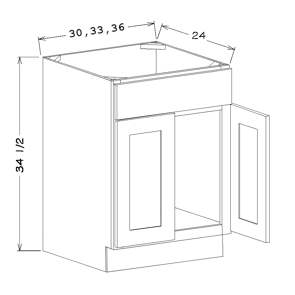 Rustic White Oak Base CabinetsRustic White Oak 30" Sink Base Cabinet