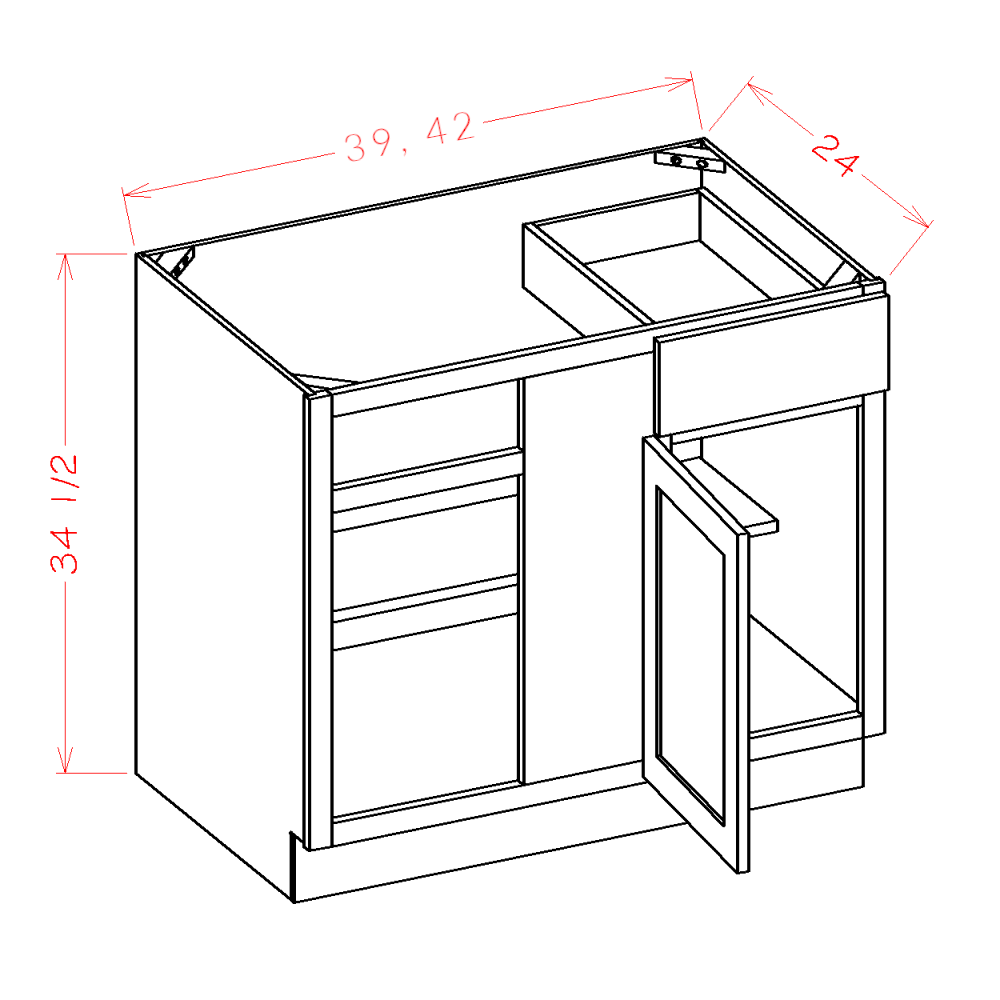 Rustic White Oak Base CabinetsRustic White Oak 36" Blind Corner Base Cabinet