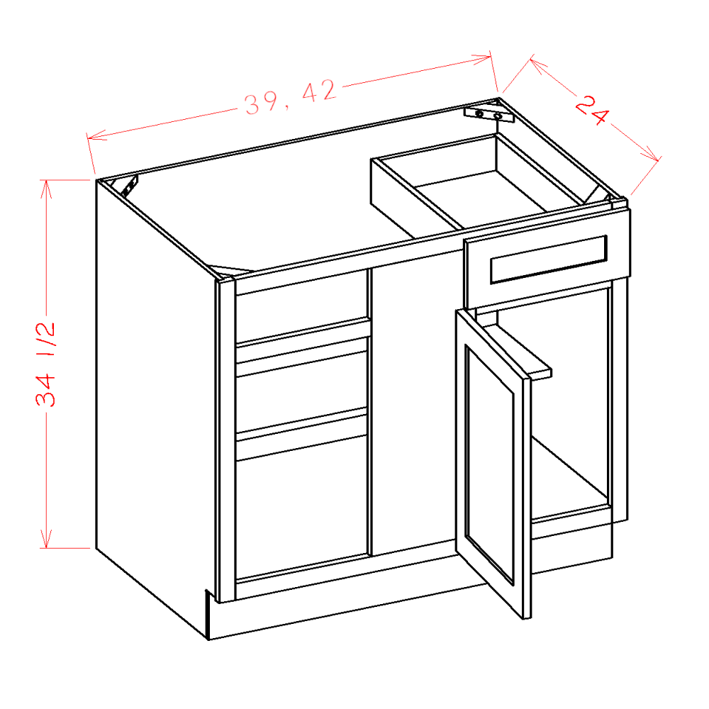 Rustic White Oak Base CabinetsRustic White Oak 39" Blind Corner Base Cabinet