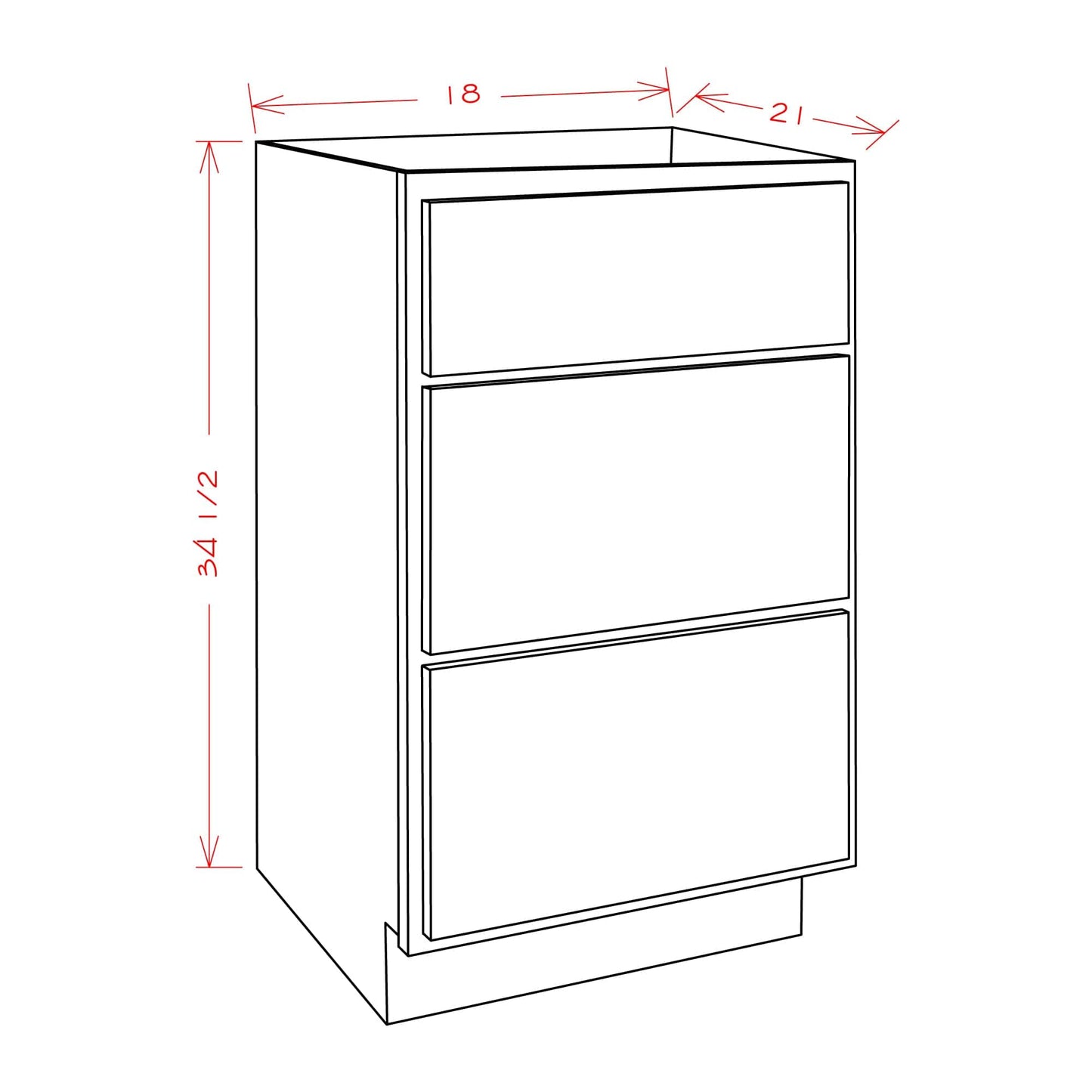 Rustic White Oak Bathroom VanitiesRustic White Oak 18" Bathroom Vanity 3-Drawer Base Cabinet